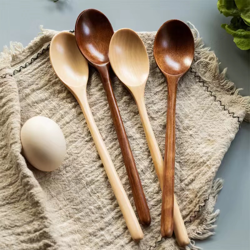 Cuillère à thé en bois, 2 pièces, ustensiles de cuisine, pour soupe, café, miel