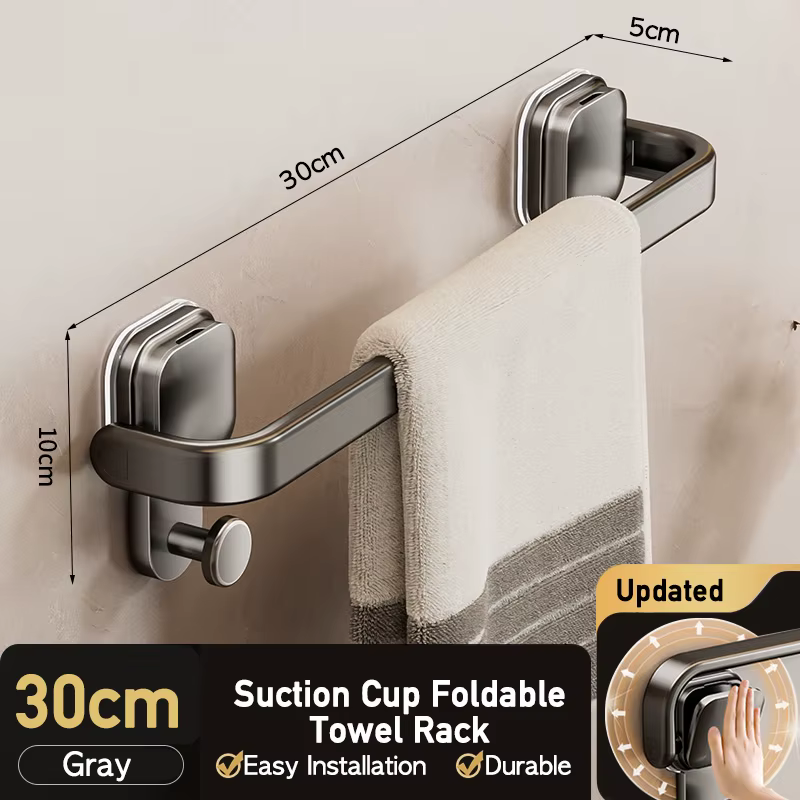 Porte-serviettes mural pliable à ventouse, sans perçage, pour salle de bain, cuisine, appartement, d
