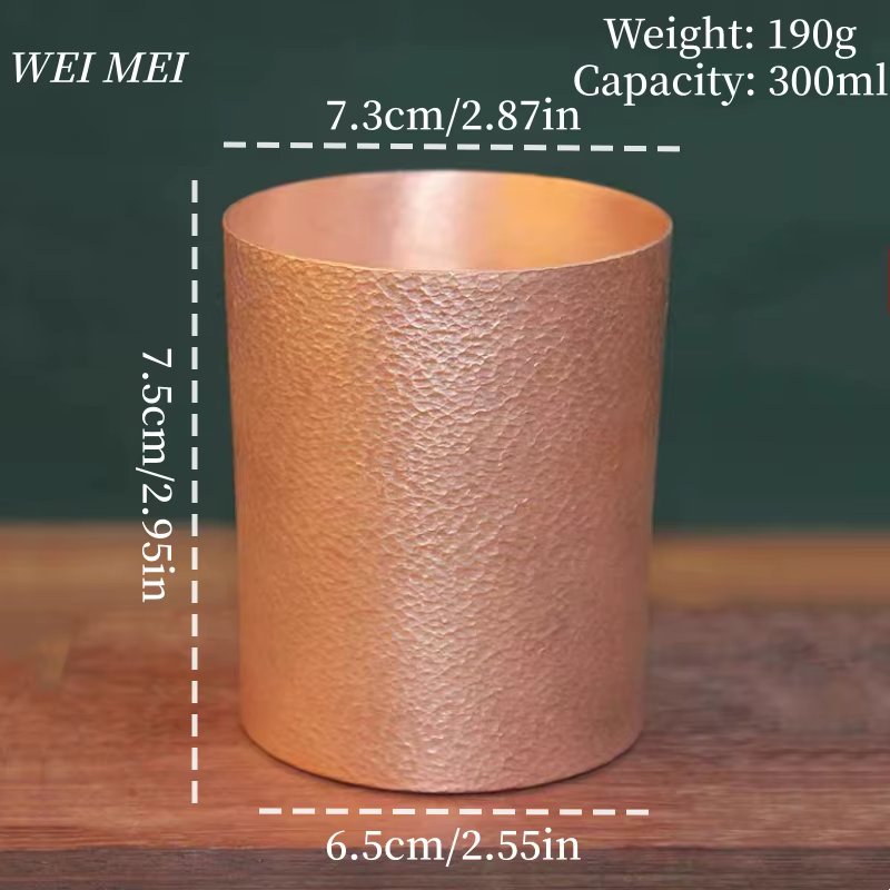 Tasse à café en cuivre pur fabriquée à la main, tasse de petit déjeuner à Texture de marteau Vintage