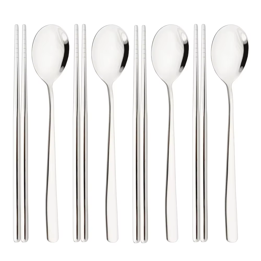 304 ensemble de couverts en acier inoxydable bâtons de Sushi cuillères à dîner ensemble 8/10 pièces 