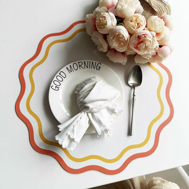 Set de table vintage en coton fait main, brodé de fleurs, décoratif, durable et lavable pour la tabl