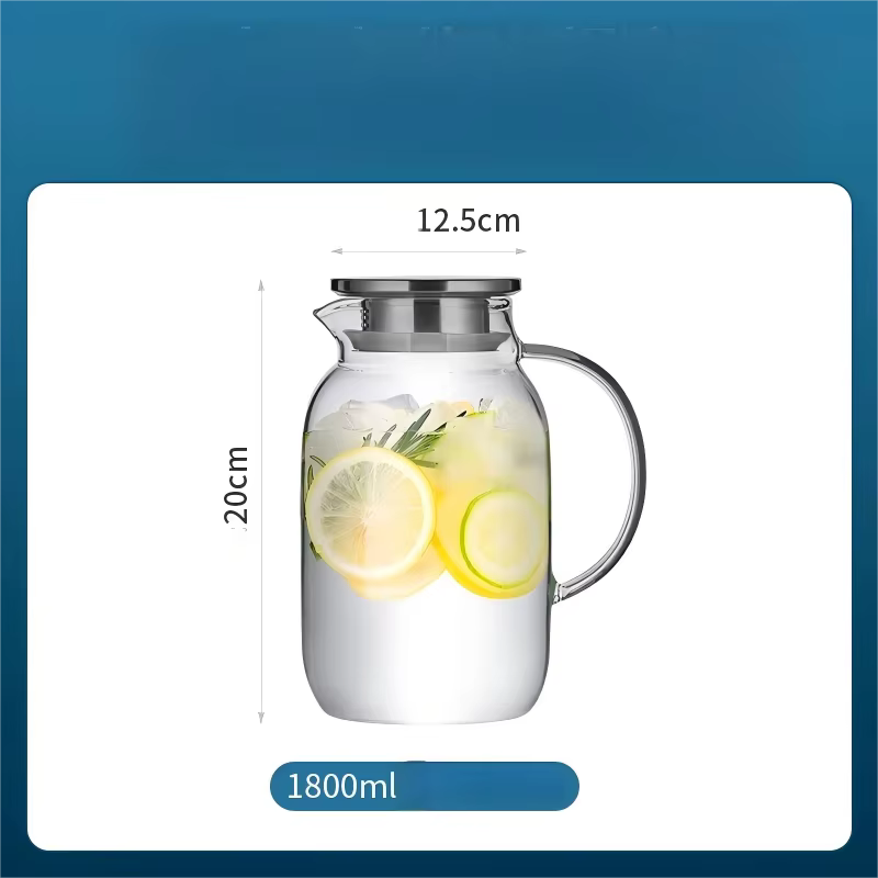 Carafe à eau en verre Cooker King 2,5 L avec couvercle, théière en verre borosilicate haute résistan
