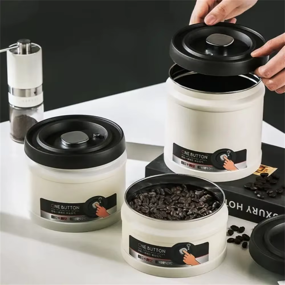 Réservoir scellé sous vide pour grains de café, en acier inoxydable, stockage de noix de thé, boîtes