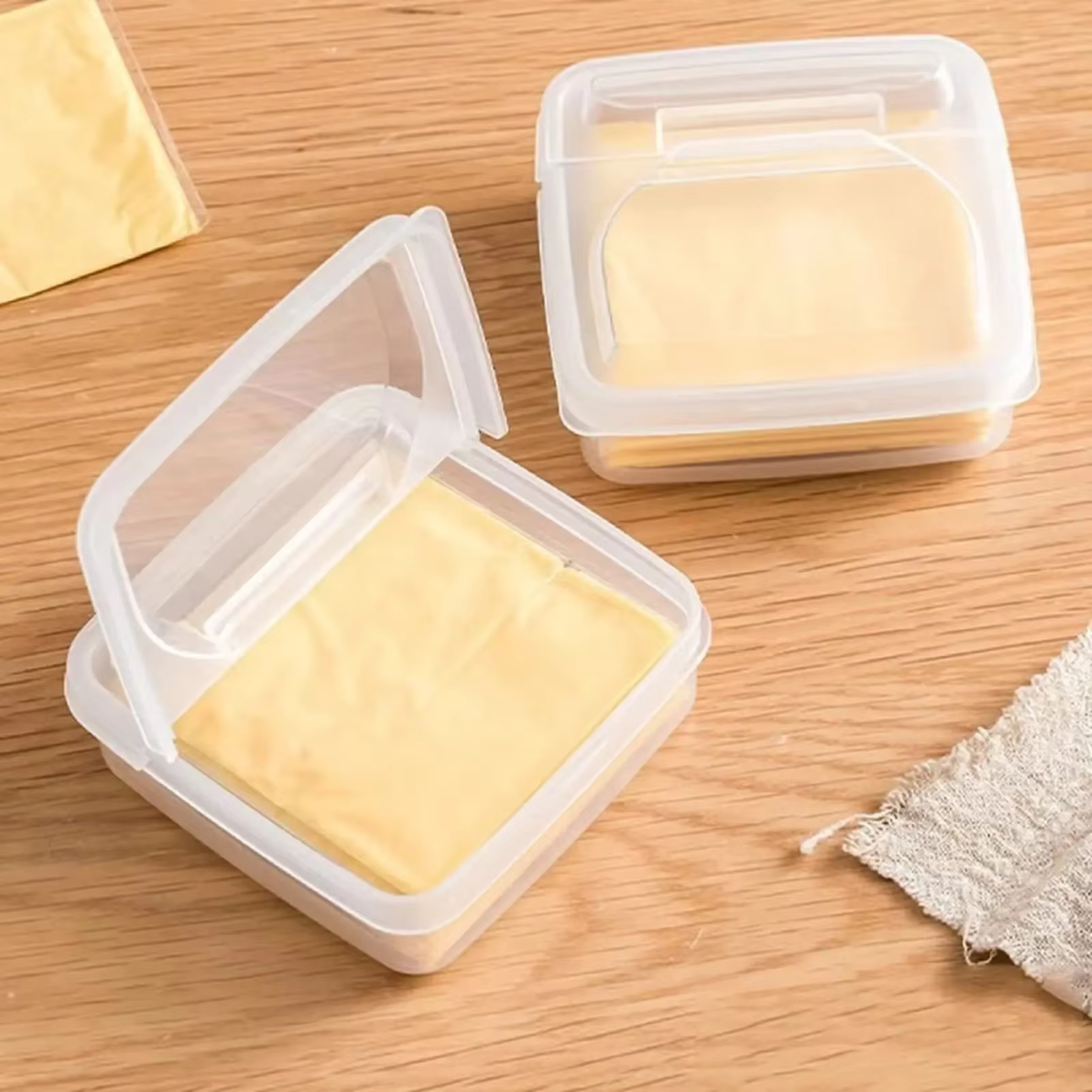 Récipient de fromage en tranches pour réfrigérateur, bloc de beurre en plastique transparent, boîte 