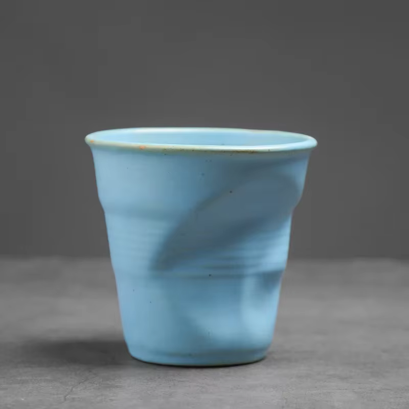 Tasse à café plissée créative en grès, tasse à Latte en céramique, tasse à expresso, tasse à thé de 