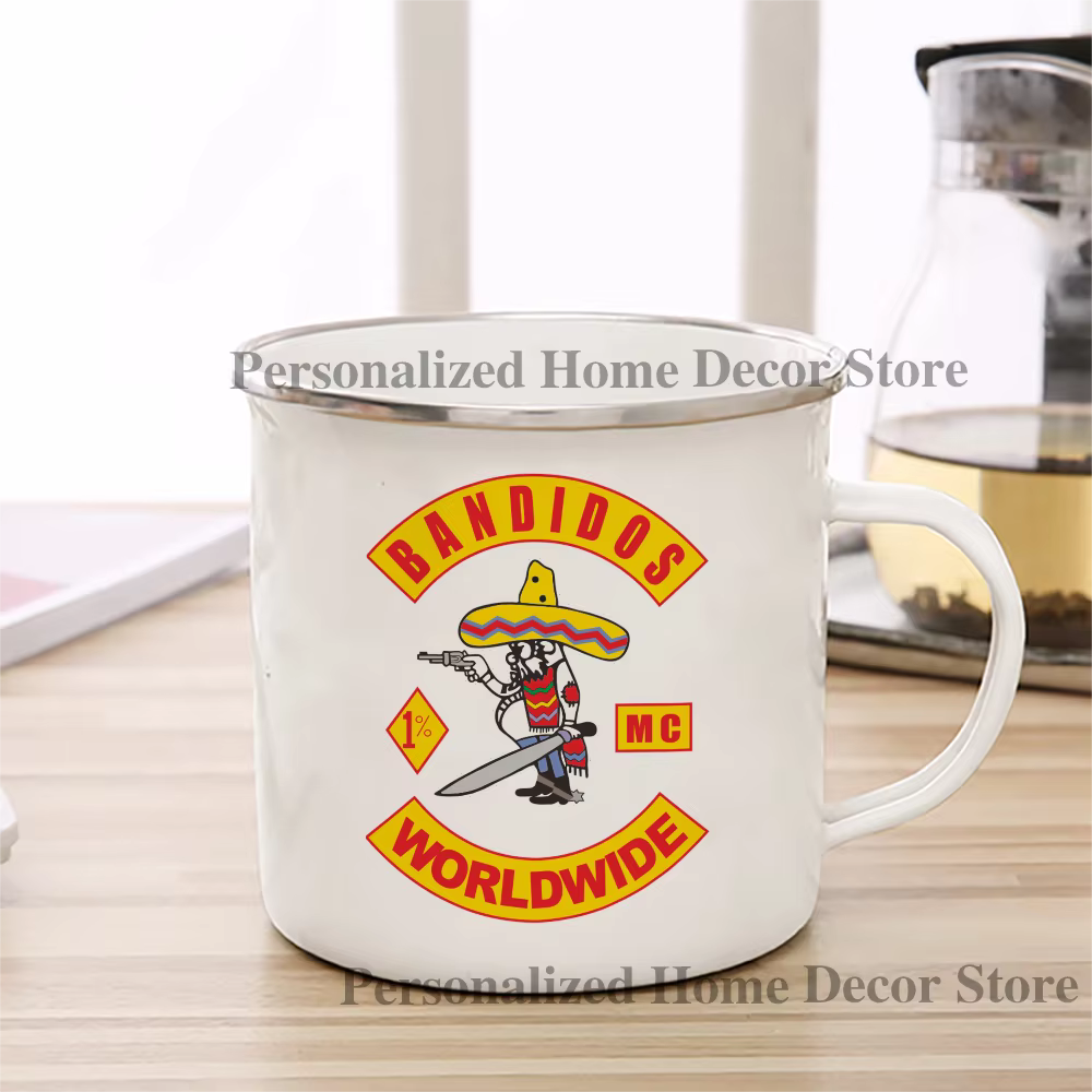 Bandidos MC tasses à café tasse en émail réutilisable écologique métal traver thé lait bière tasse