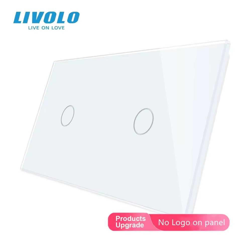 Verre cristal gris nacré de luxe Livolo, 151 mm*80 mm, norme européenne, double panneau en verre, VL