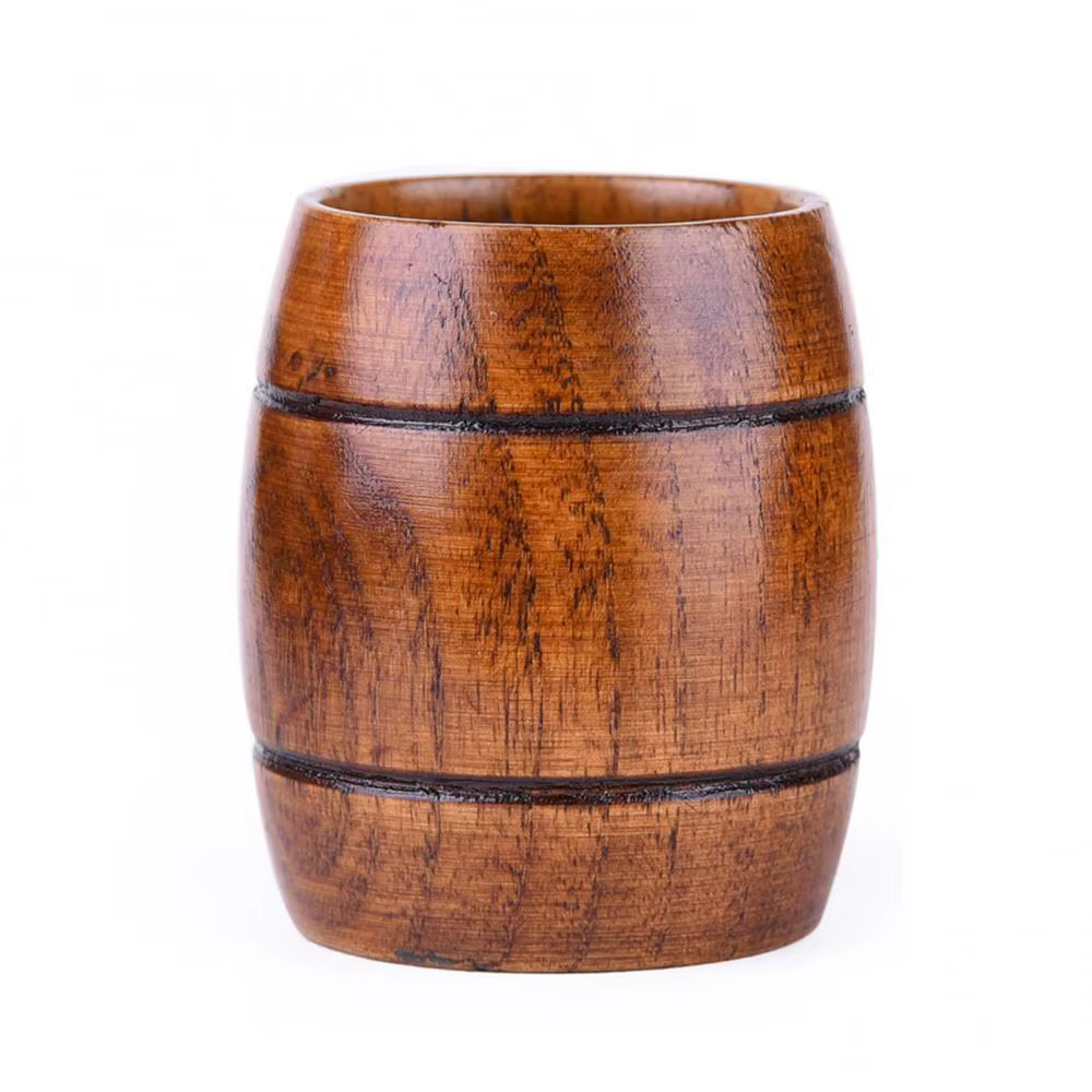 Tasse en bois en forme de baril pour bière, thé, café, lait, eau – Vaisselle de cuisine, bar, pub