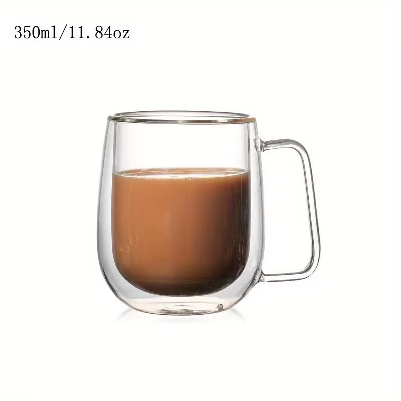 Tasse en verre Double couche avec poignée, 250ml, 350ml, tasse créative transparente à Double paroi,
