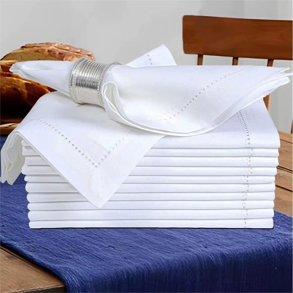 Ensemble de 6 serviettes en lin cousues, serviettes en tissu de noël, couleur naturelle, serviettes