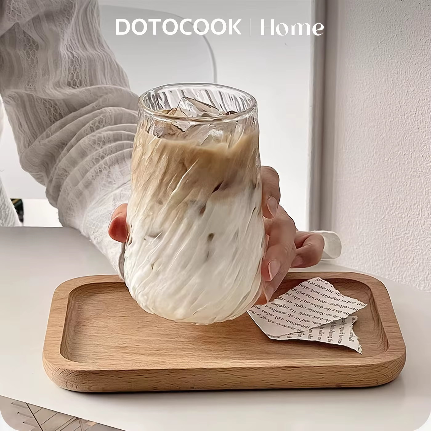 Tasse à café en verre transparente de 400ML, verres à rayures, tasse à glace, tasse à thé, verres, j
