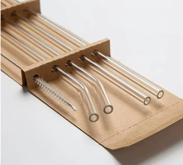 1set résistant à la chaleur verre pailles avec brosse-lot de 5-réutilisable et lavable, cadeaux de N