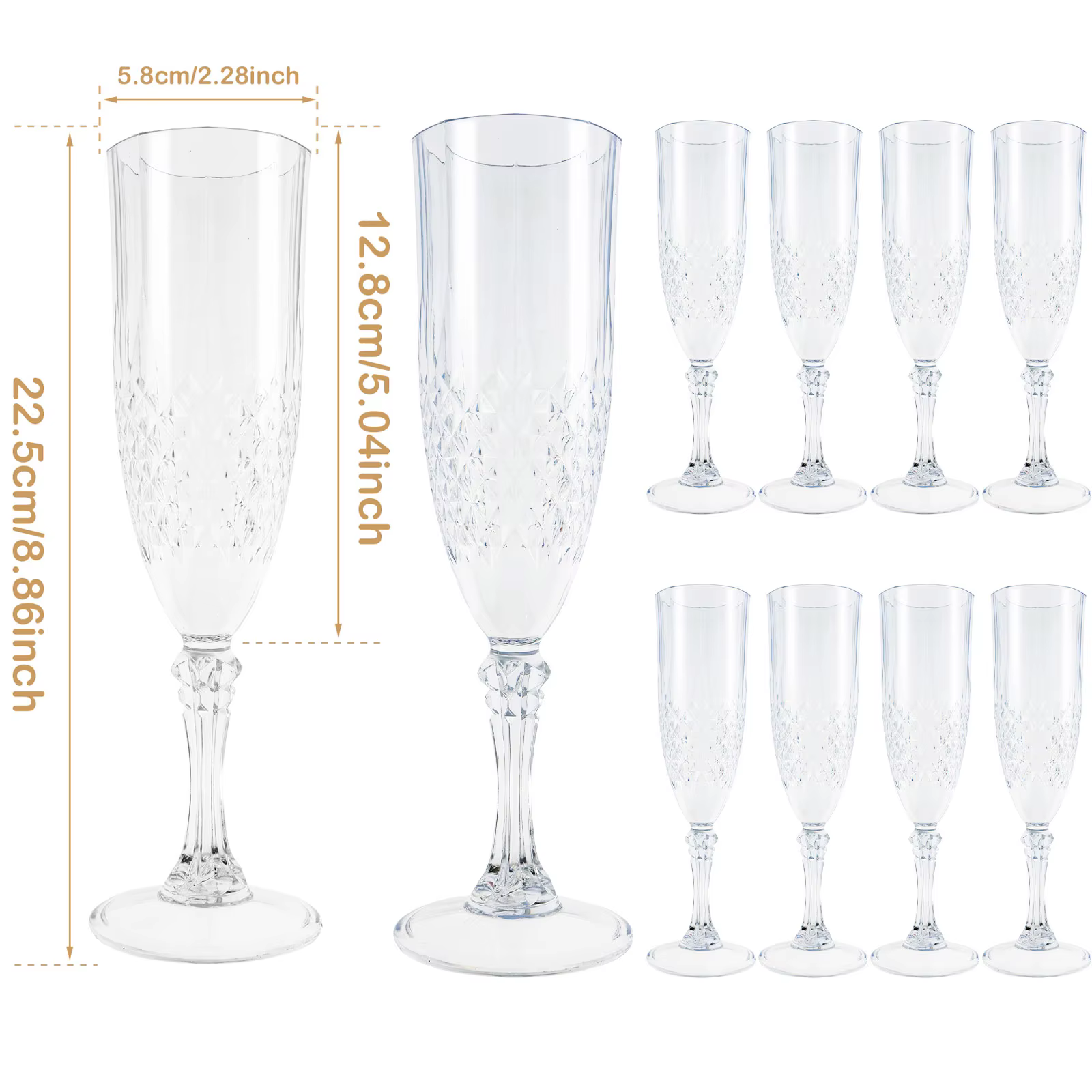 12 pièces flûtes à Champagne verre rose élégant flûtes à vin ensemble Champagne vin gobelet en plast