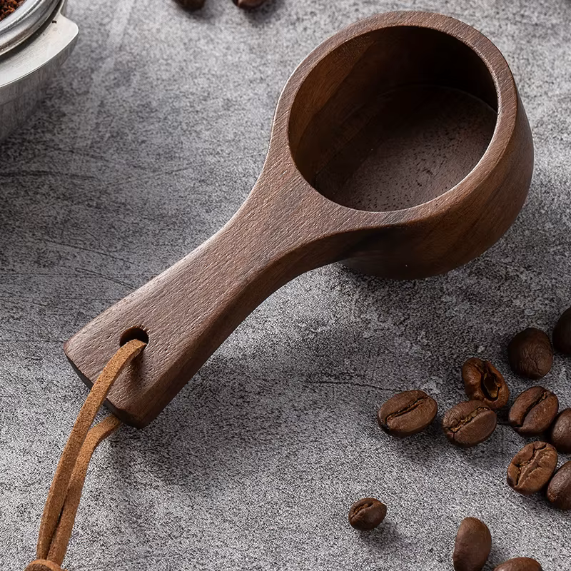 Cuillère à café en bois de noyer noir, cuillère à mesurer à long manche, cuillère à mesurer pour pou