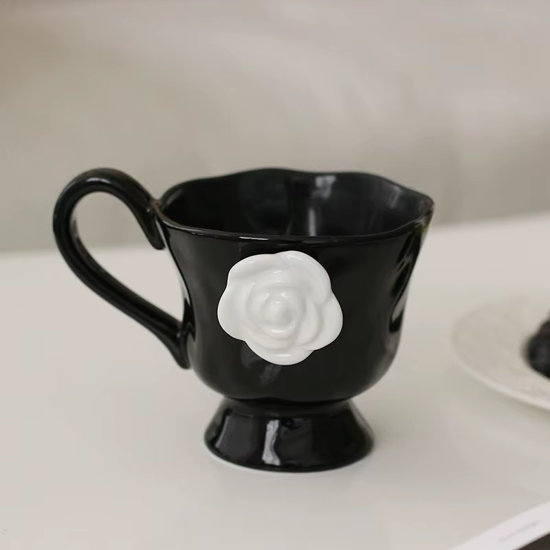 Tasse camélia haut de gamme de 350Ml, Design de Niche exquis, tasse en céramique, thé de l'après-mid