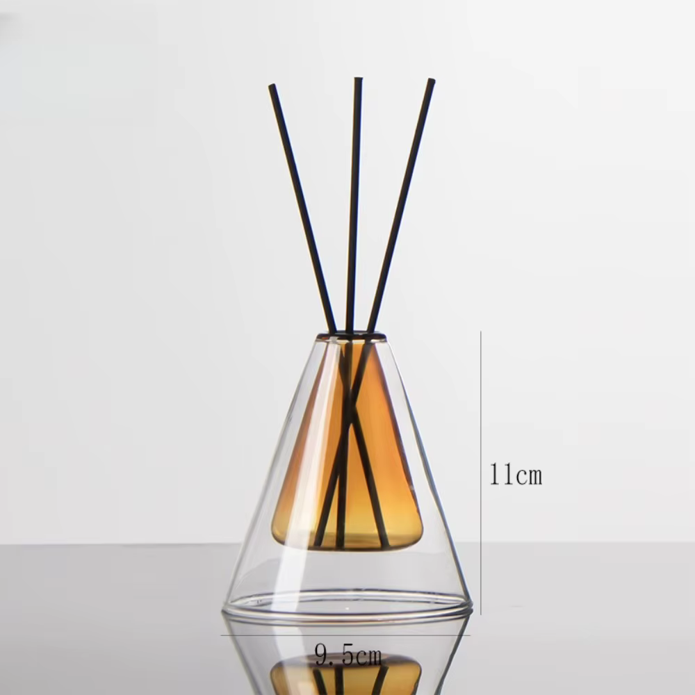 Bouteille en verre triangulaire à double paroi pour aromathérapie, organisateur d'huiles, conteneurs
