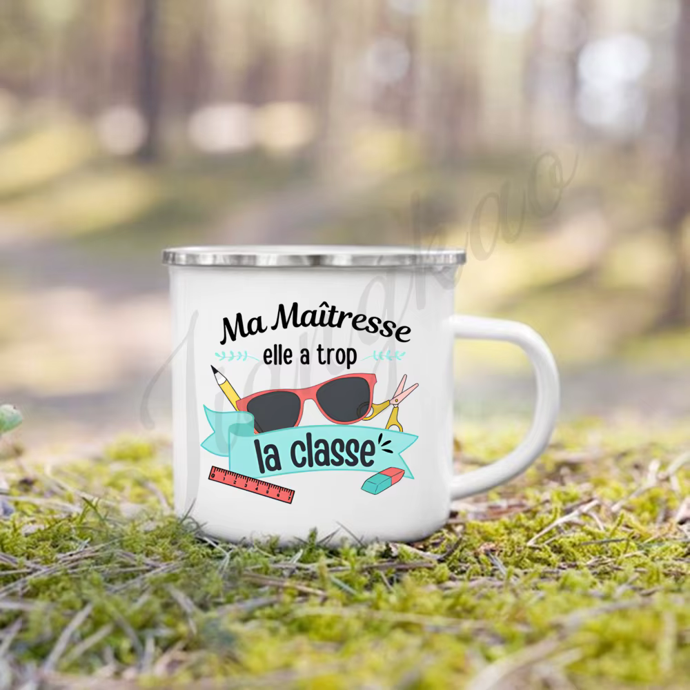 Mistresse Maitre sur les vacances imprimé tasse à café en émail boissons tasse à lait tasses de Camp