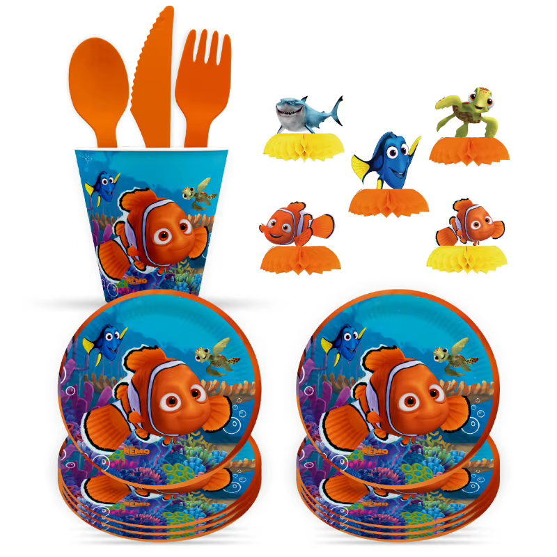 Nemo thème mignon fête Supplie papier tasse assiette en papier vaisselle tourbillons Chliden joyeux 