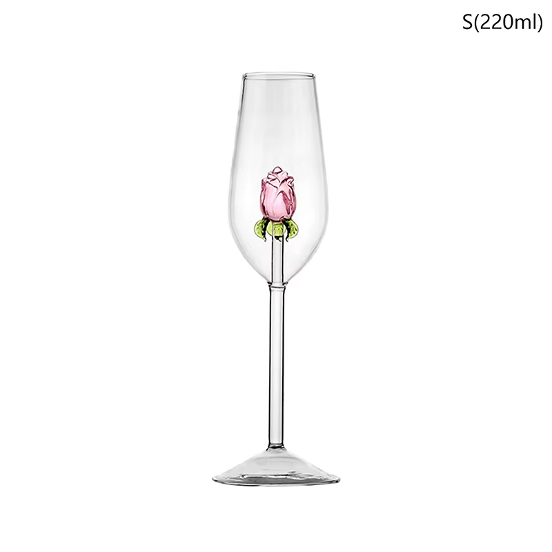 Verre Rose 3D créatif, verres à vin rouge et blanc intégrés, gobelet à boissons, flûte à Champagne, 