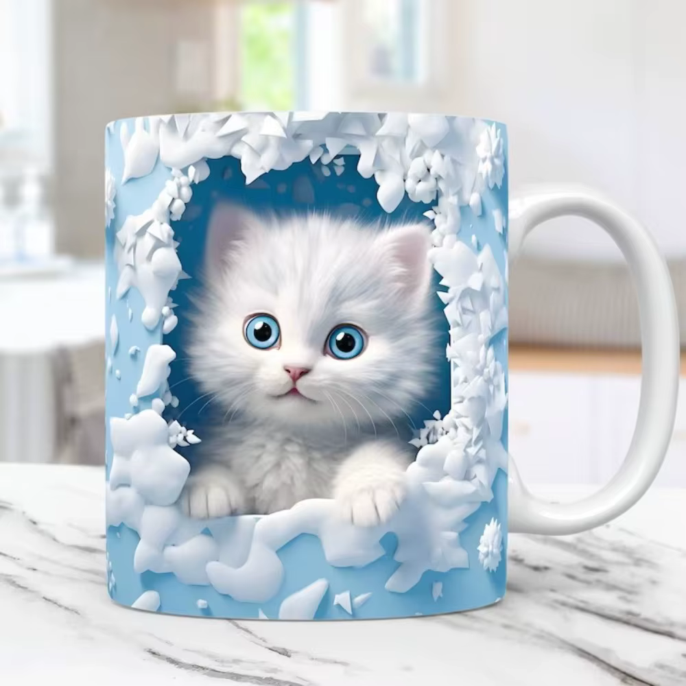 Tasse en céramique animale 3D 11oz tasse à café en céramique chat lapin oiseau tasse d'eau tasses de