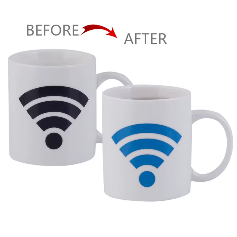 Mug en céramique sensible à la température, changeant de couleur, avec Wifi, pour le petit-déjeuner,