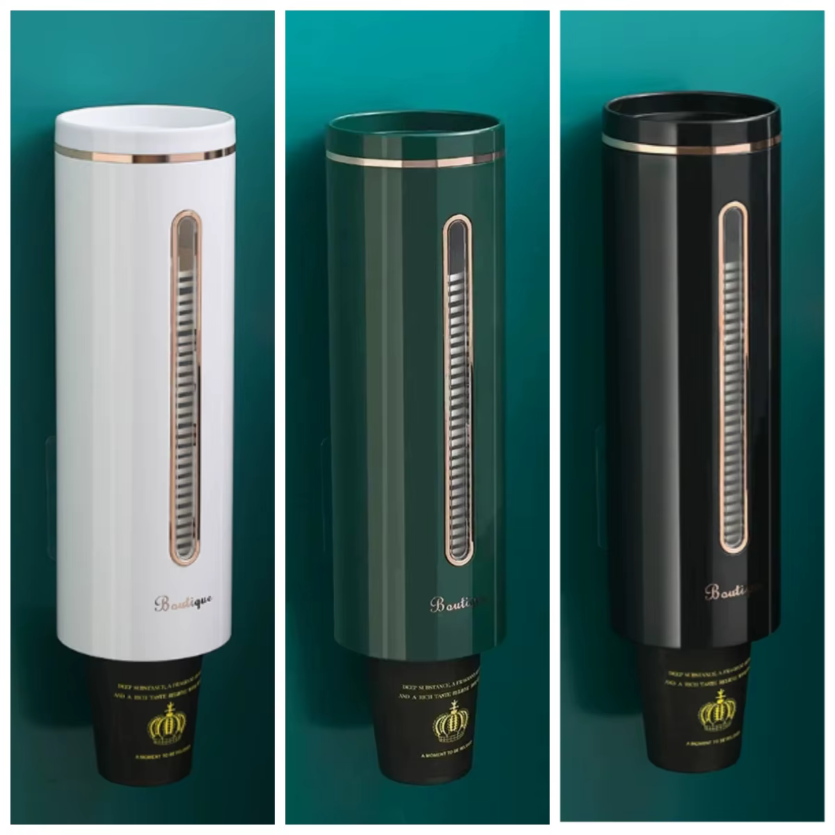 Distributeur de gobelets mural sans perçage, élégant et pratique, avec bord électroplaqué, anti-pous