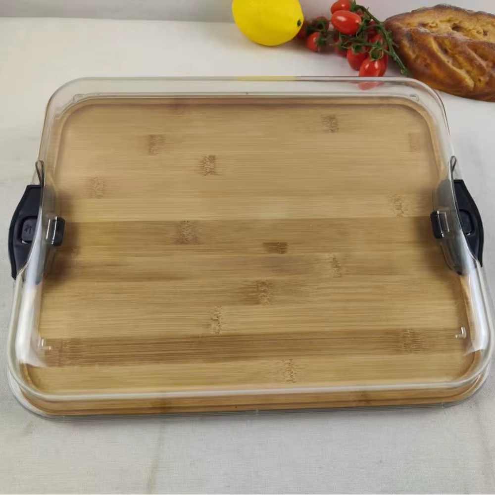 Planche à charcuterie portable en bois avec couvercle transparent en acrylique, plateau durable pour