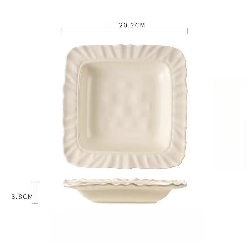 Assiette à dîner de luxe légère de Style Ins, petite assiette carrée fraîche Dim Sum, assiette à pât