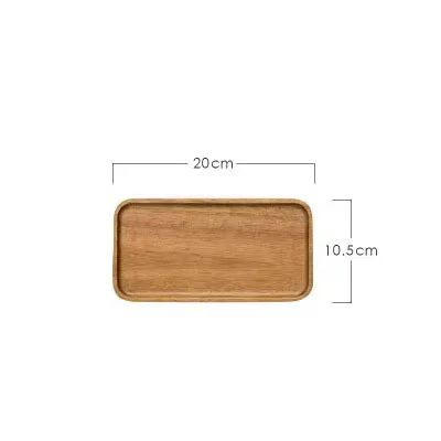 Assiette de service rectangulaire en bois de bambou, assiette de service en bois, tasse à thé, plate