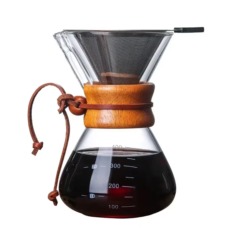 Bouilloire à café en verre à main avec filtre en acier inoxydable, brassage goutte à goutte, cafetiè