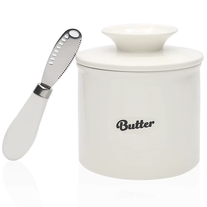 Pot à beurre français pour comptoir avec couteau à beurre à la demande, pot à beurre en céramique de