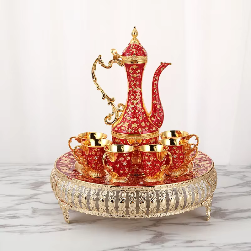 Ensemble de tasses à café turques Vintage, cristal brillant, service à thé de luxe, thé marocain, ca