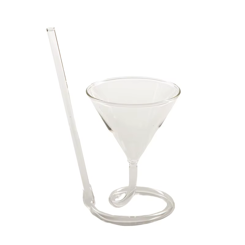 Verre à Cocktail en Spirale Révolupté, Martini Créatif à Longue Queue, Paille à Vin pour Bar, Fourni