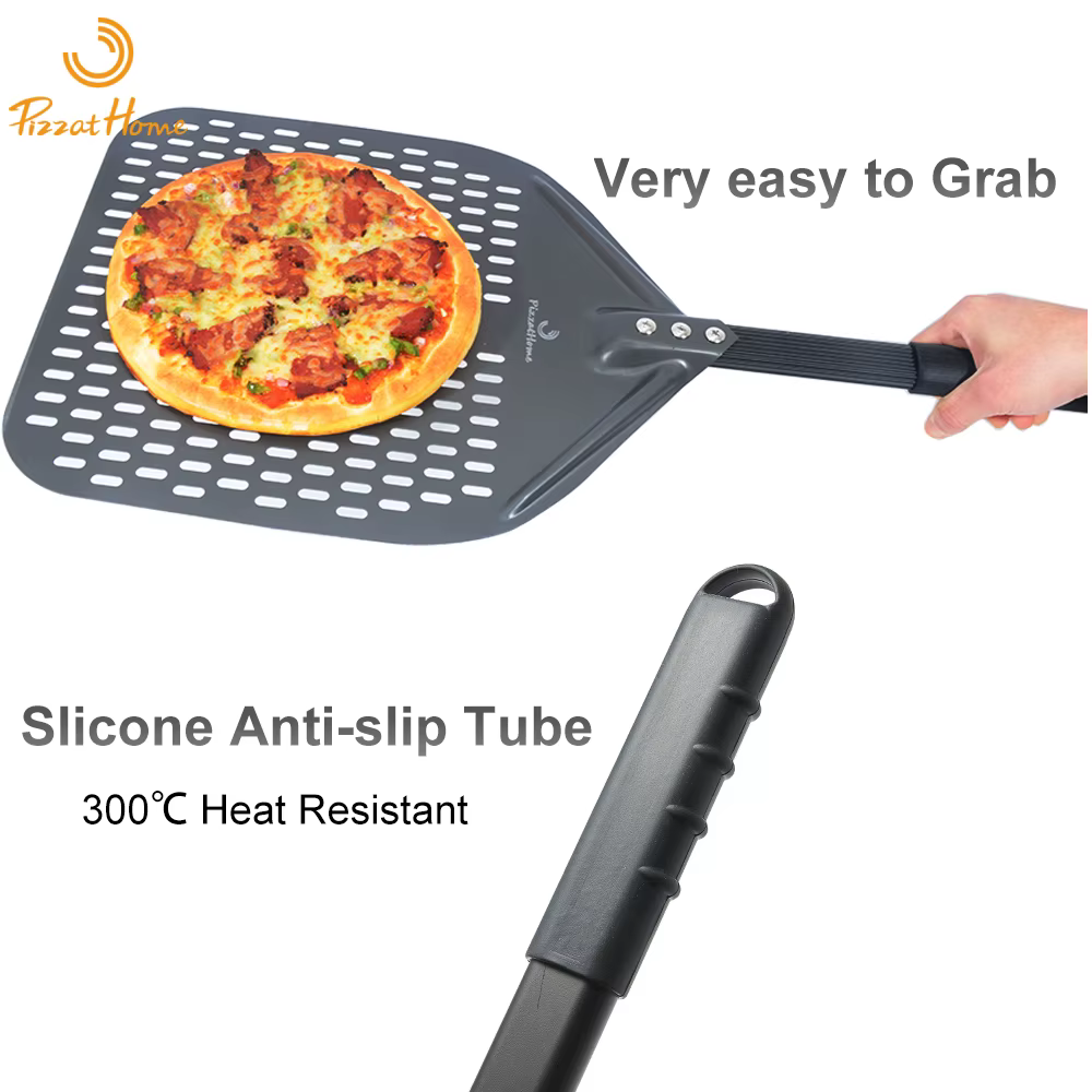 12 "duro anodisé perforé Pizza Peel Rectangle Pizza tournant pelle ensemble aluminium Pizza Peel Pad