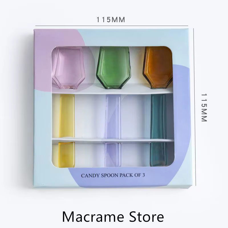 Cuillère en verre coloré pour dessert, glace, salade, café, soupe, cuillère à mélanger, haute résist