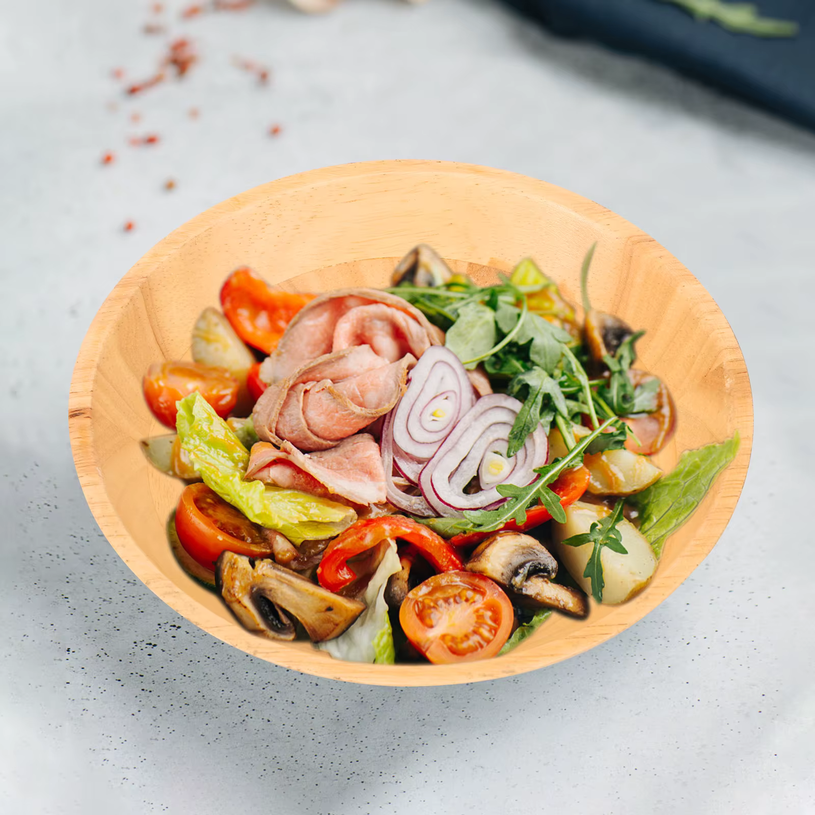 Bol à salade en bois polyvalent, 2 pièces, bols à fruits de taille moyenne et grande pour pain, noui