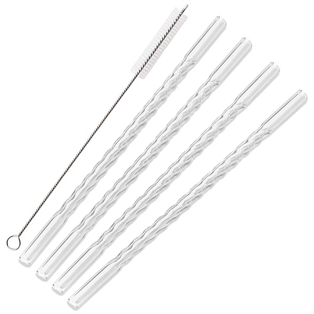 Pailles en verre réutilisables, 4 pièces, Tube en verre Borosilicate, pour boissons, Cocktail, avec 