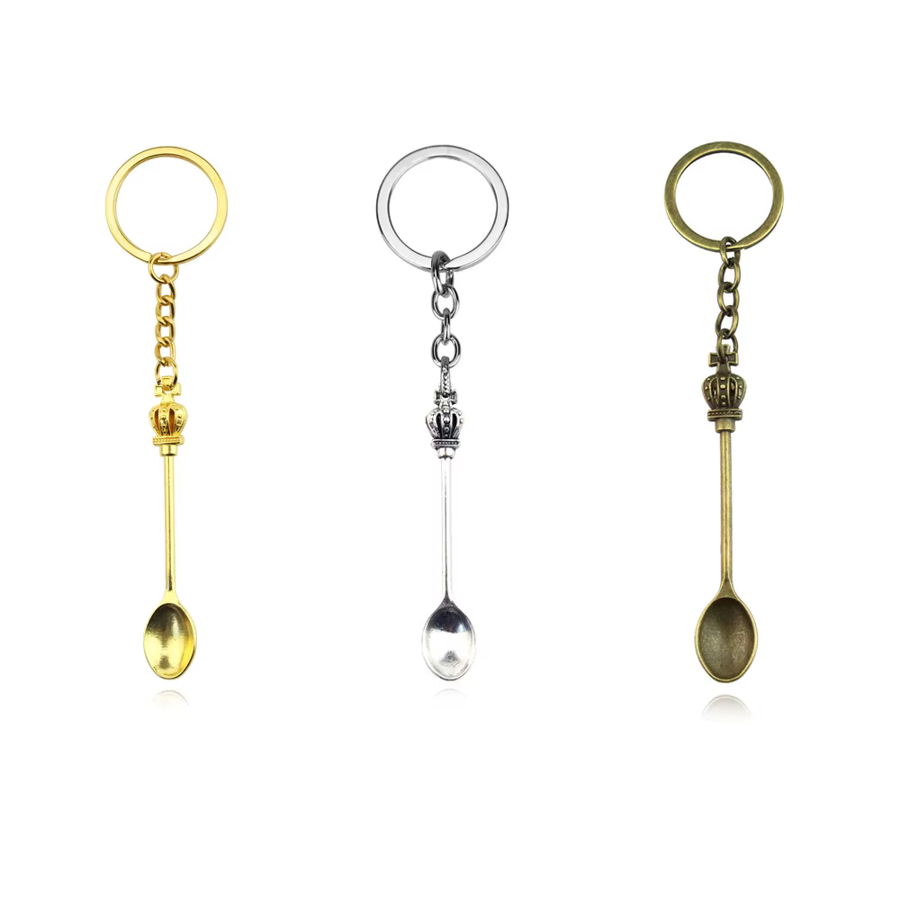 Mini Cuillère avec Porte-Clés pour Dessert, Petite Cuillère de Cuisine Vintage, Cadeau Pendentif DIY