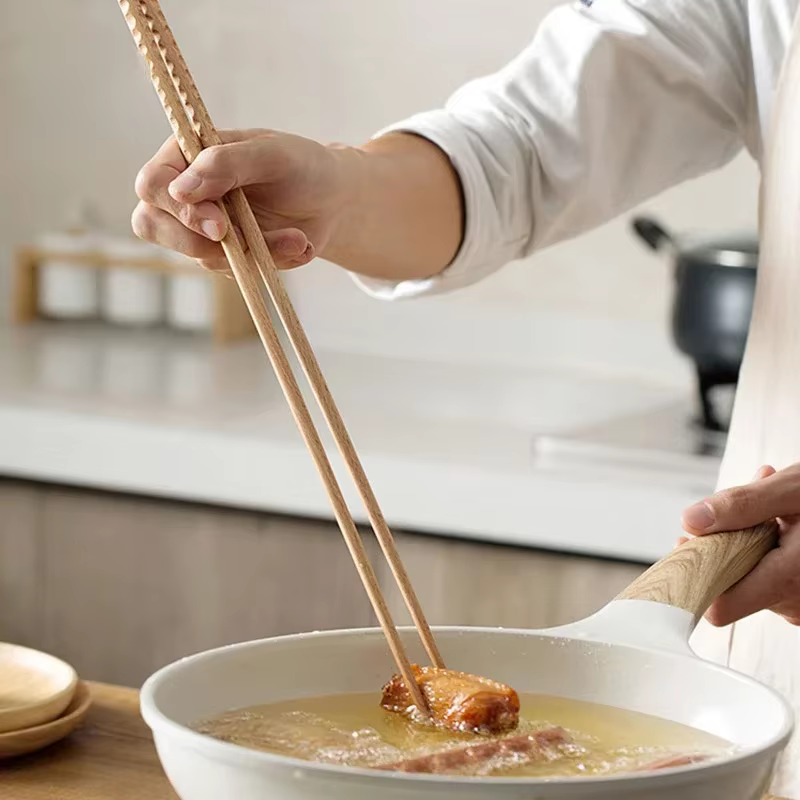 Baguettes japonaises Extra longues en bois de hêtre poli, nouilles alimentaires frites, baguettes an