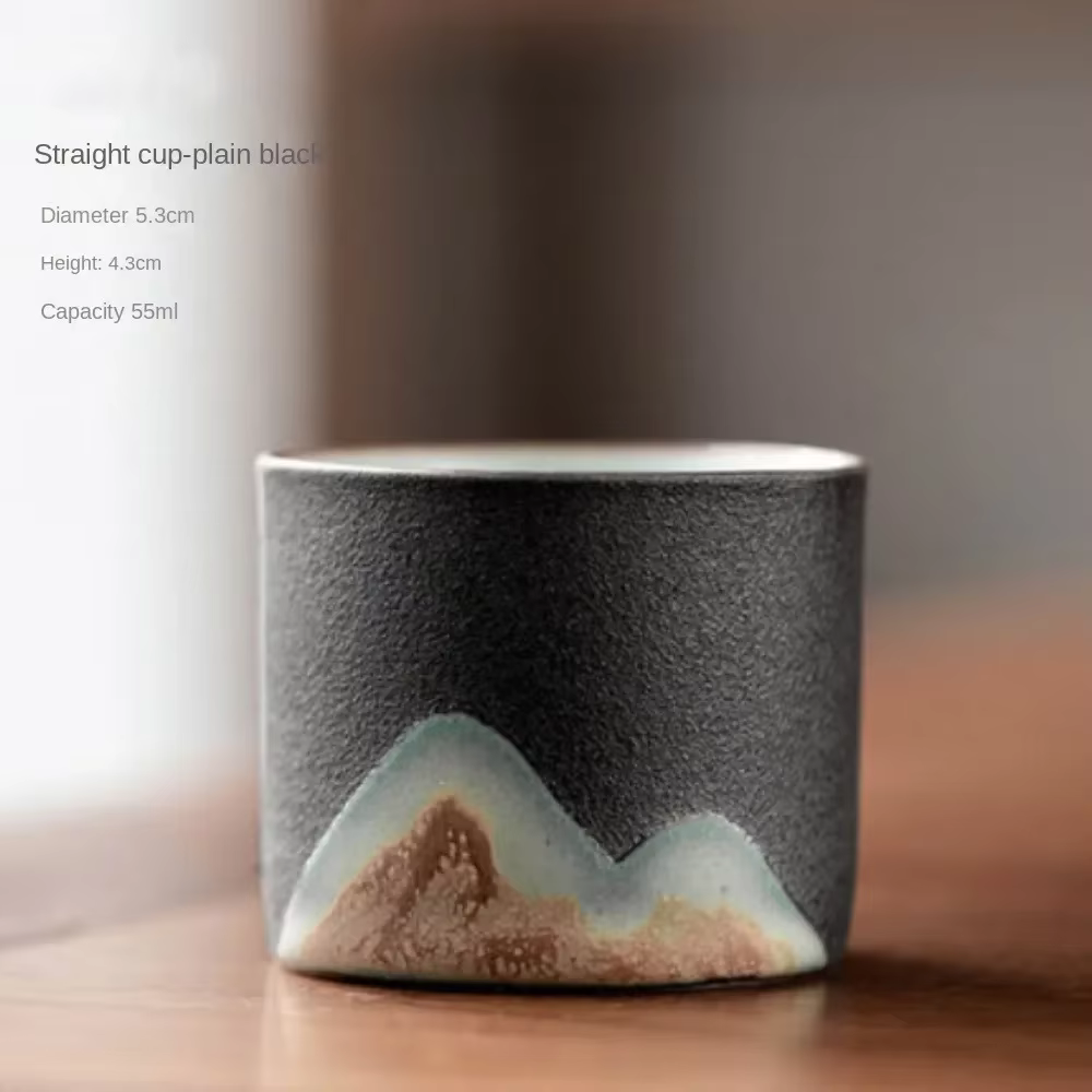 Tasse à café rétro en céramique 55/80ml, tasse d'eau de bureau, tasse à thé avec filtre, manche en b