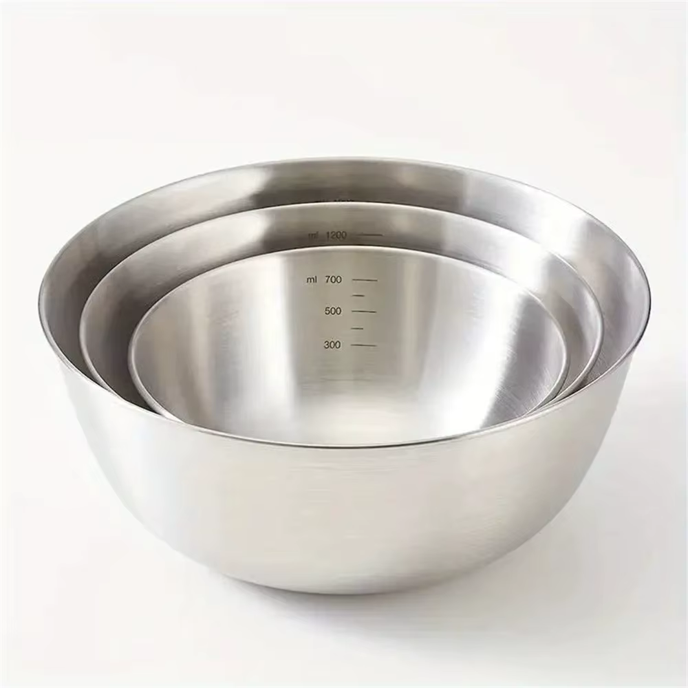 Ensemble de 3 bols mélangeurs empilables en acier inoxydable avec marques de mesure, pour la cuisson