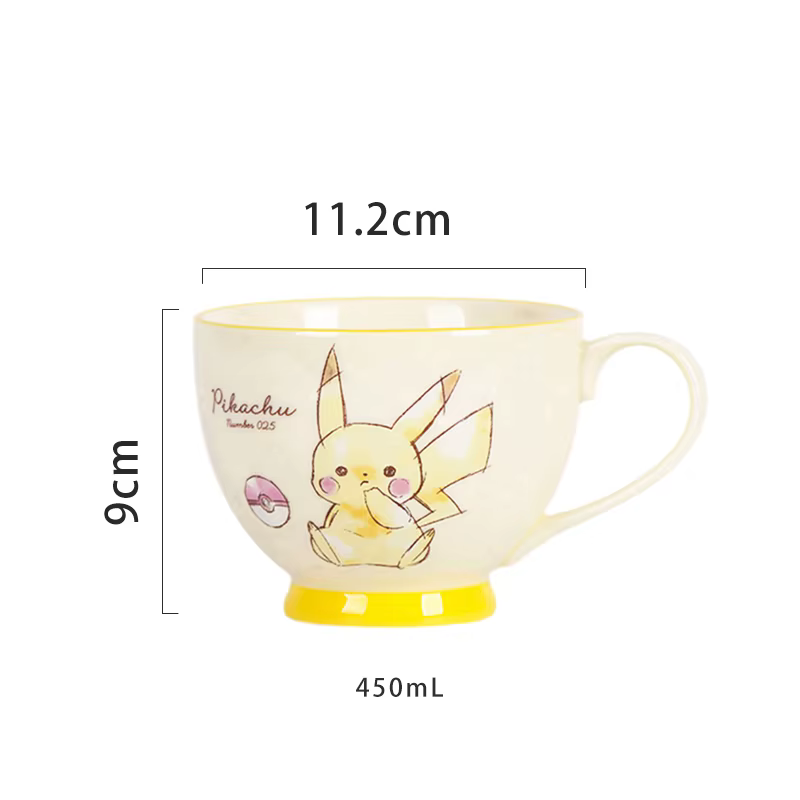 Tasse de petit déjeuner Pokemon, tasse en céramique Pikachu mignonne de 450ml, tasse à café et lait 