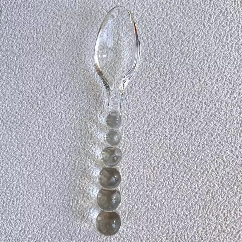 Cuillères et fourchettes à Dessert en perles de verre, cuillères et fourchettes en verre créatives,