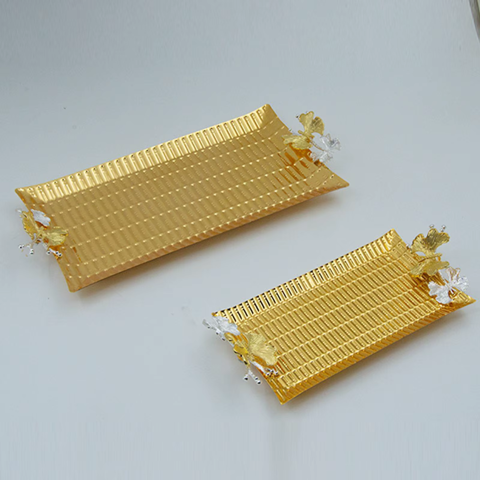 Plateau de service vintage, plat à pâtisserie doré, décoration polyvalente, rangement de bijoux pour