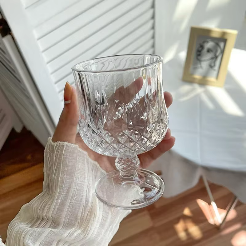 Gobelet en verre de luxe, tasse à vin rouge en diamant, tasse à Champagne, tasse Cognac transparente