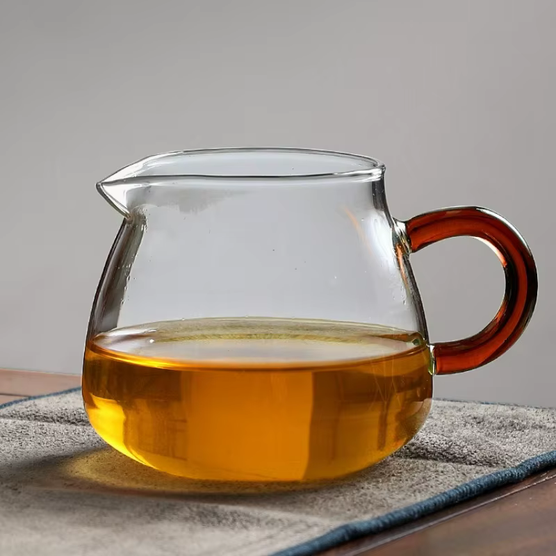 Tasse juste en verre résistant à la chaleur de Style chinois avec poignée, tasse à thé Chahai, servi