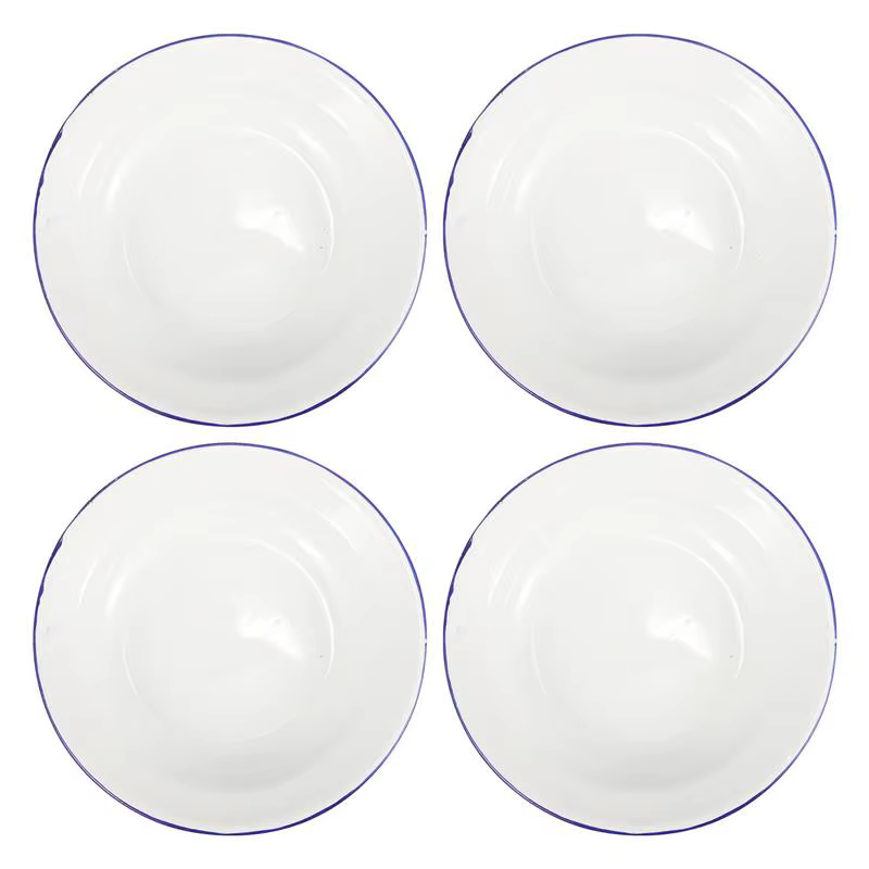 Assiettes en émail rétro, 4 pièces, plats de service alimentaire, plats de camping attribuables