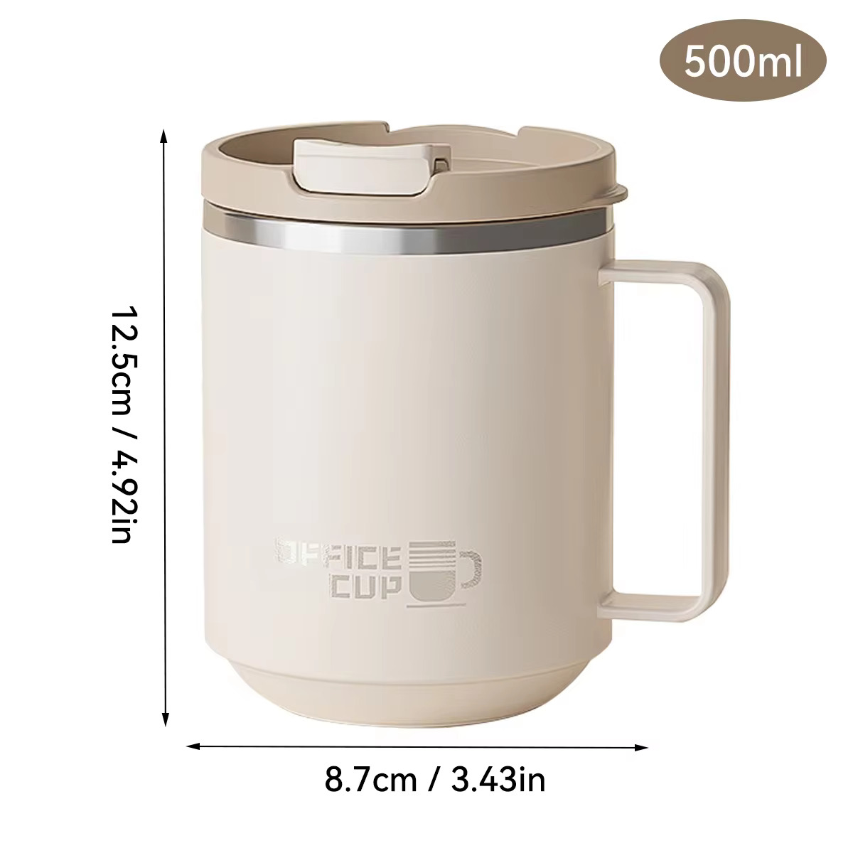 Mug à café isotherme à double paroi en acier inoxydable 304, tasse de voyage anti-fuite avec poignée