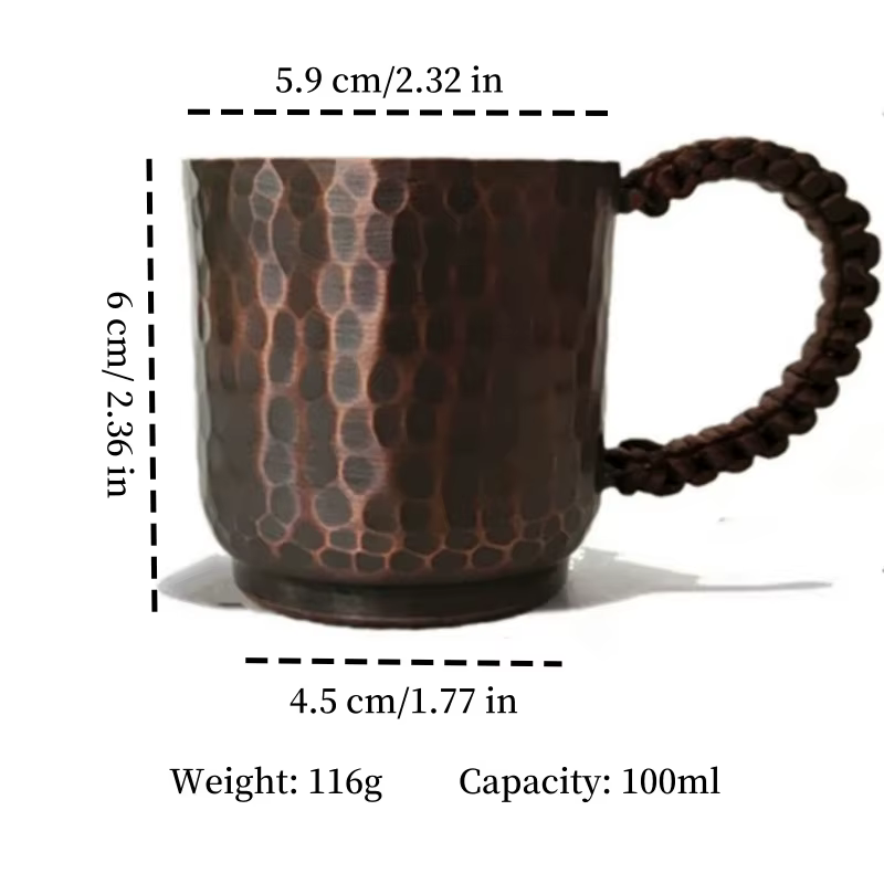 Tasse à café en cuivre Vintage, gobelet fait à la main, tasse à thé Portable de 100ml, verres pour e