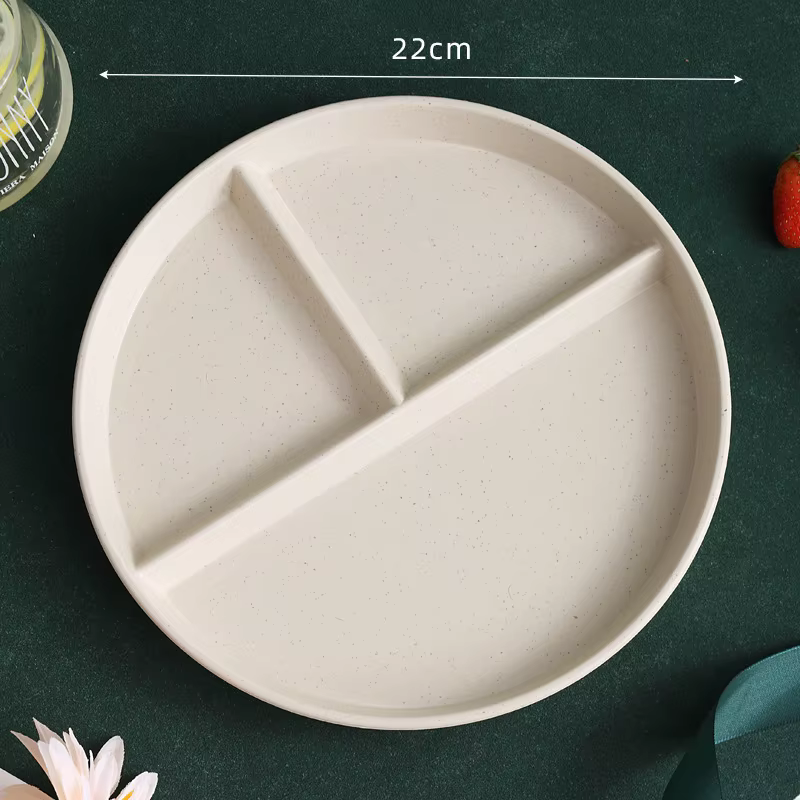 Assiette de petit-déjeuner divisée en 3 compartiments, assiette individuelle ronde en plastique, ass